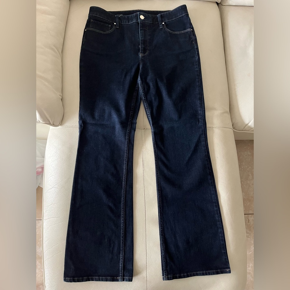 White House Black Market The Boot High Rise Dark Blue Denim Flare Jeans